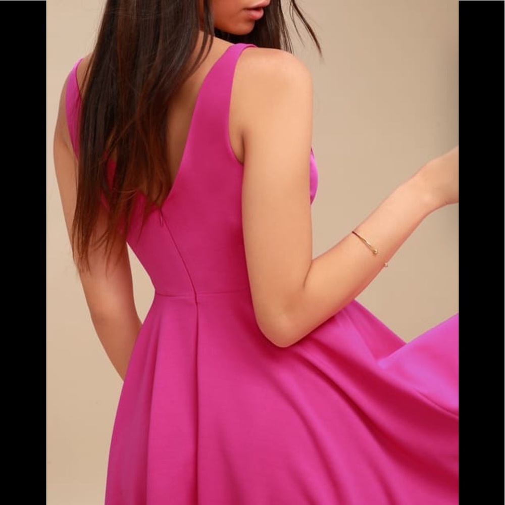 Lulus FUCHSIA PINK SKATER DRESS